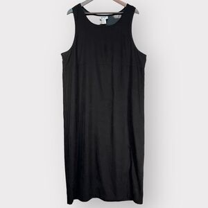 Original TY2 Shift Midi Dress Women 1X Black Sleeveless‎ Side Slit L34